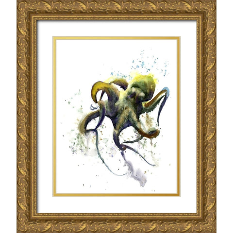 Octopus I Gold Ornate Wood Framed Art Print with Double Matting by Shefranov, Olga