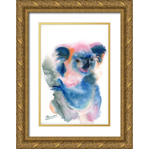 Blue Koala Gold Ornate Wood Framed Art Print with Double Matting by Shefranov, Olga