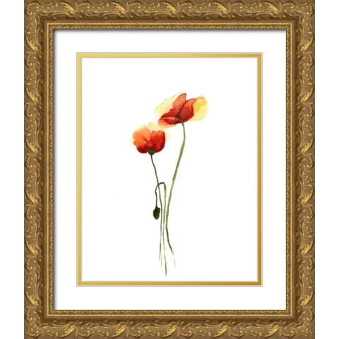 Poppy Gold Ornate Wood Framed Art Print with Double Matting by Shefranov, Olga