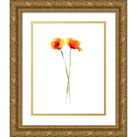 Poppy II Gold Ornate Wood Framed Art Print with Double Matting by Shefranov, Olga