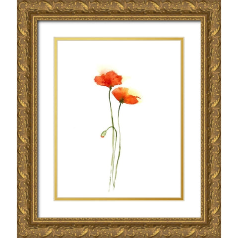 Poppy III Gold Ornate Wood Framed Art Print with Double Matting by Shefranov, Olga