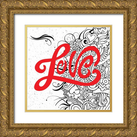 Lovin Gold Ornate Wood Framed Art Print with Double Matting by BoMo