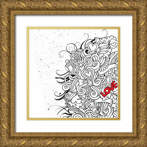 Love Flair Gold Ornate Wood Framed Art Print with Double Matting by BoMo