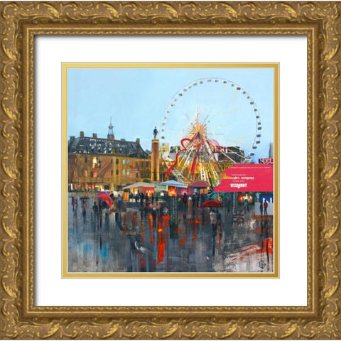 Ferris Wheel Gold Ornate Wood Framed Art Print with Double Matting by P.S. Art Studios