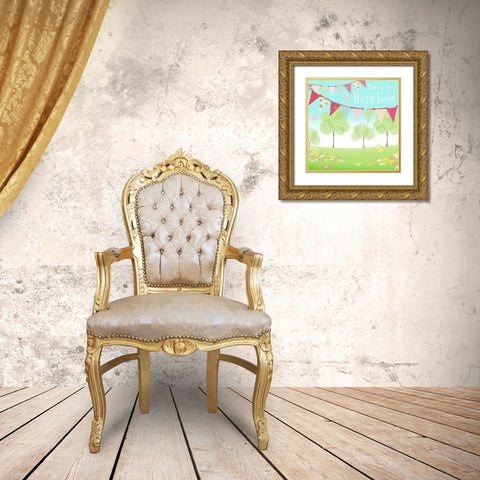 Happy Easter Flags Gold Ornate Wood Framed Art Print with Double Matting by P.S. Art Studios