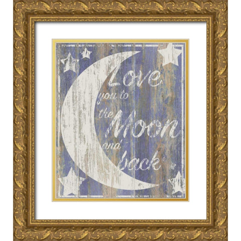 To the Moon Gold Ornate Wood Framed Art Print with Double Matting by P.S. Art Studios