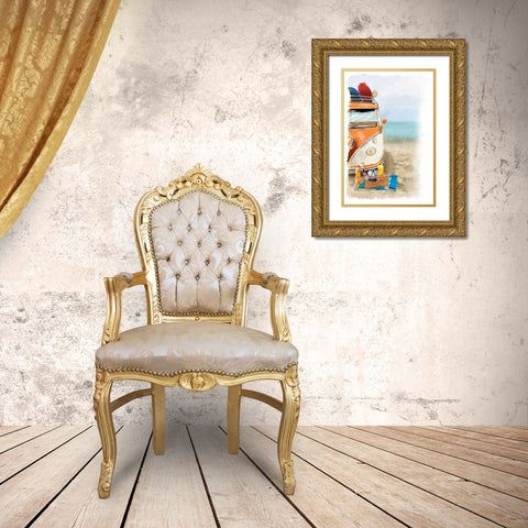 Beach Fun Gold Ornate Wood Framed Art Print with Double Matting by P.S. Art Studios