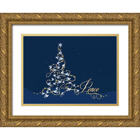 Peace Gold Ornate Wood Framed Art Print with Double Matting by P.S. Art Studios