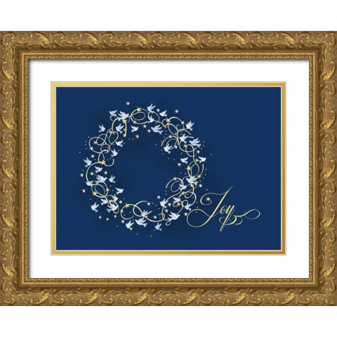Joy Gold Ornate Wood Framed Art Print with Double Matting by P.S. Art Studios
