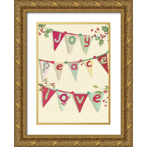 Joy, Peace, Love Gold Ornate Wood Framed Art Print with Double Matting by P.S. Art Studios