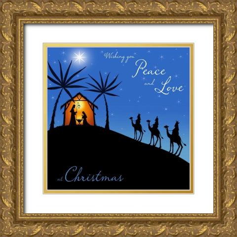 Wishing You Peace - Wisemen Gold Ornate Wood Framed Art Print with Double Matting by P.S. Art Studios