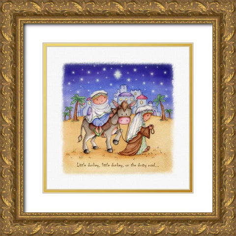 Little Donkey Gold Ornate Wood Framed Art Print with Double Matting by P.S. Art Studios