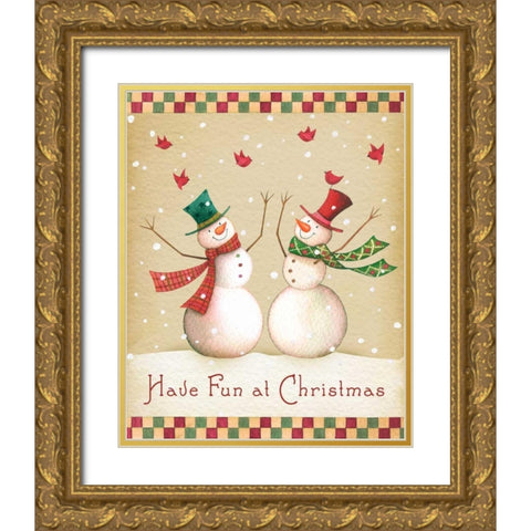 Have Fun at Christmas Gold Ornate Wood Framed Art Print with Double Matting by P.S. Art Studios