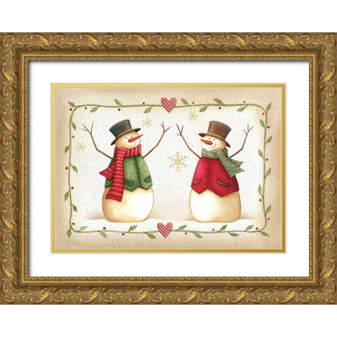 Holiday Joy Gold Ornate Wood Framed Art Print with Double Matting by P.S. Art Studios