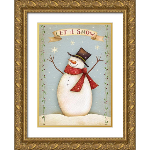 Let It Snow II Gold Ornate Wood Framed Art Print with Double Matting by P.S. Art Studios