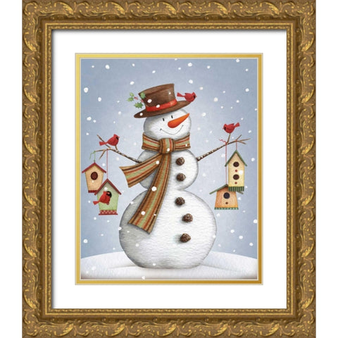 Season Birds Gold Ornate Wood Framed Art Print with Double Matting by P.S. Art Studios