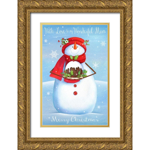 Merry Christmas Gold Ornate Wood Framed Art Print with Double Matting by P.S. Art Studios