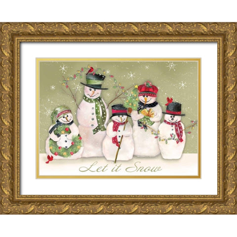 Let It Snow Gold Ornate Wood Framed Art Print with Double Matting by P.S. Art Studios