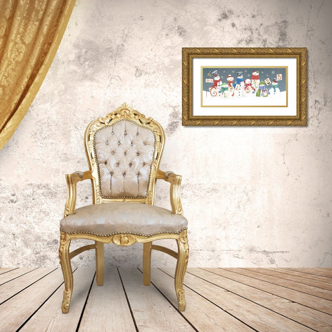 Merry Christmas Gold Ornate Wood Framed Art Print with Double Matting by P.S. Art Studios