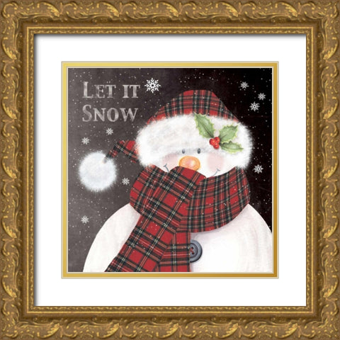 Let It Snow Gold Ornate Wood Framed Art Print with Double Matting by P.S. Art Studios