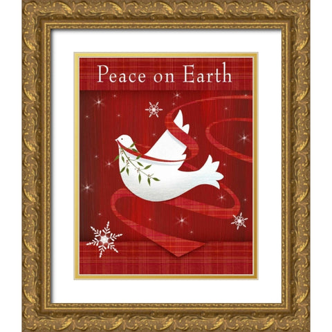 Peace on Earth Gold Ornate Wood Framed Art Print with Double Matting by P.S. Art Studios