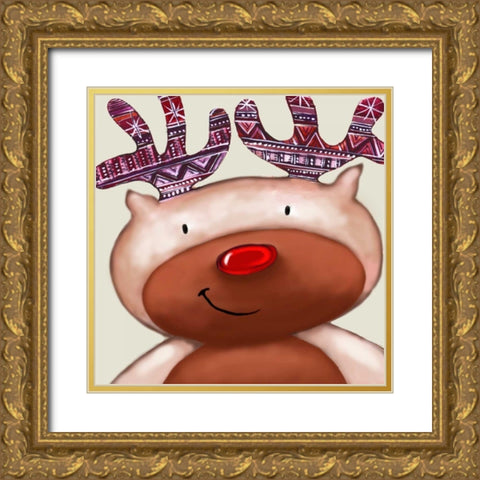 Reindeer Gold Ornate Wood Framed Art Print with Double Matting by P.S. Art Studios