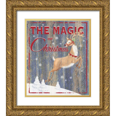 Magic of Christmas Gold Ornate Wood Framed Art Print with Double Matting by P.S. Art Studios