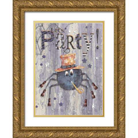 Party Spider Gold Ornate Wood Framed Art Print with Double Matting by P.S. Art Studios
