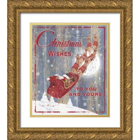 Christmas Wishes Gold Ornate Wood Framed Art Print with Double Matting by P.S. Art Studios