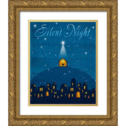 Silent Night Gold Ornate Wood Framed Art Print with Double Matting by P.S. Art Studios