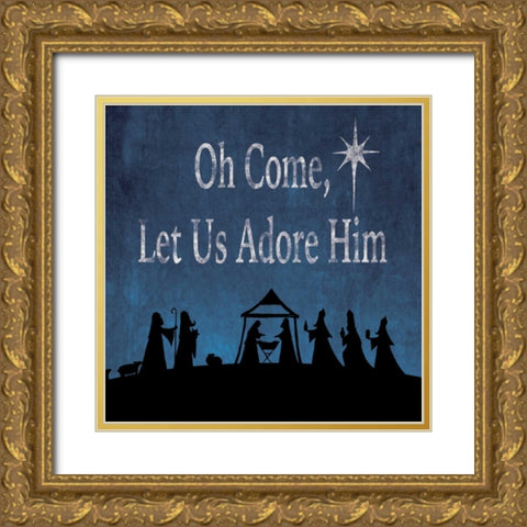 Oh Come Gold Ornate Wood Framed Art Print with Double Matting by P.S. Art Studios