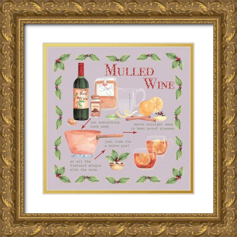 Mulled Wine Christmas Gold Ornate Wood Framed Art Print with Double Matting by P.S. Art Studios