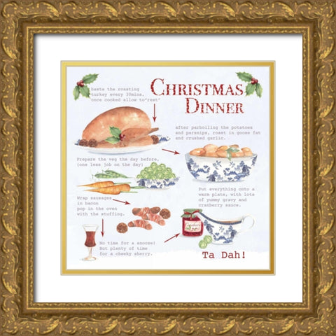 Christmas Dinner Gold Ornate Wood Framed Art Print with Double Matting by P.S. Art Studios