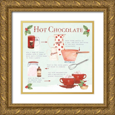 Christmas Hot Chocolate Gold Ornate Wood Framed Art Print with Double Matting by P.S. Art Studios