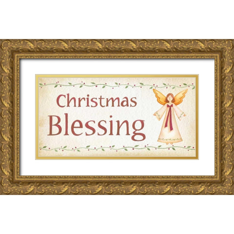Christmas Blessing Gold Ornate Wood Framed Art Print with Double Matting by P.S. Art Studios