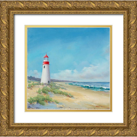 Lighthouse Gold Ornate Wood Framed Art Print with Double Matting by P.S. Art Studios