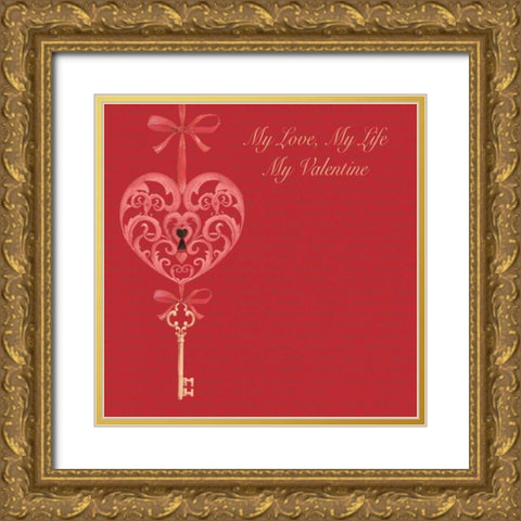 My Valentine Gold Ornate Wood Framed Art Print with Double Matting by P.S. Art Studios