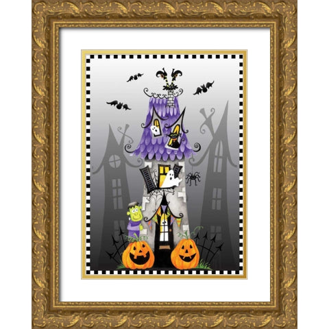 Haunted House Gold Ornate Wood Framed Art Print with Double Matting by P.S. Art Studios