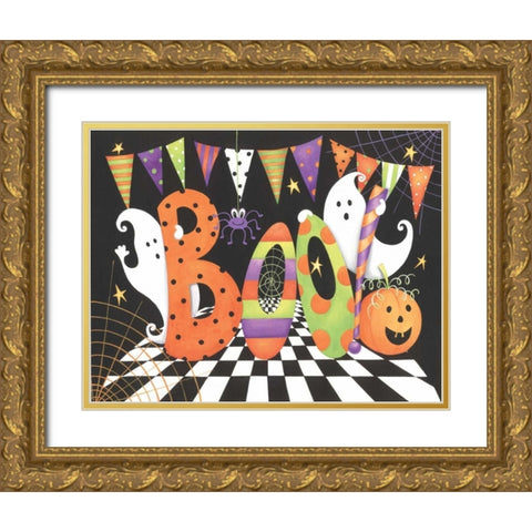 Boo Gold Ornate Wood Framed Art Print with Double Matting by P.S. Art Studios