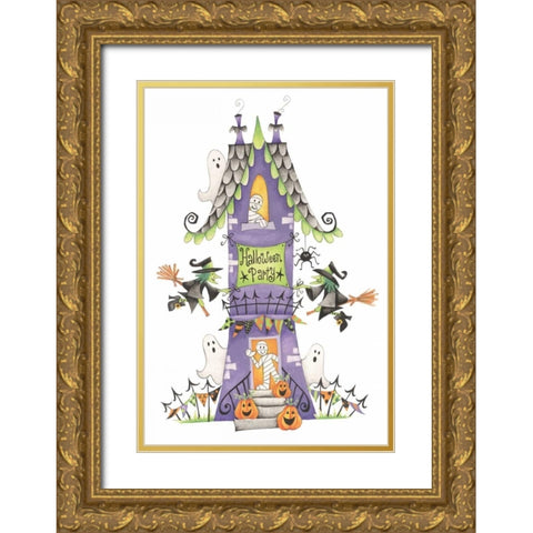 Halloween Party House Gold Ornate Wood Framed Art Print with Double Matting by P.S. Art Studios