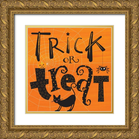 Trick or Treat Gold Ornate Wood Framed Art Print with Double Matting by P.S. Art Studios