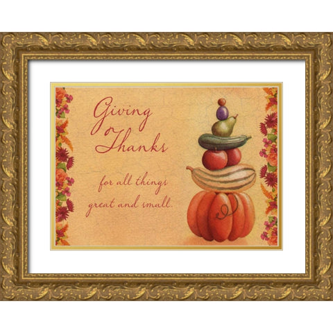 Giving Thanks Gold Ornate Wood Framed Art Print with Double Matting by P.S. Art Studios