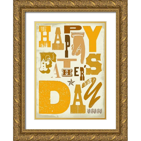 Happy Fathers Day Gold Ornate Wood Framed Art Print with Double Matting by P.S. Art Studios
