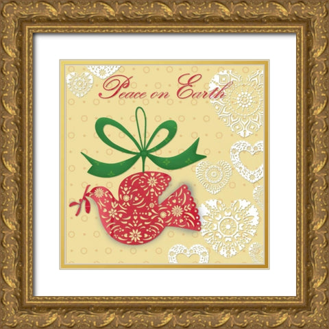 Peace on Earth Gold Ornate Wood Framed Art Print with Double Matting by P.S. Art Studios
