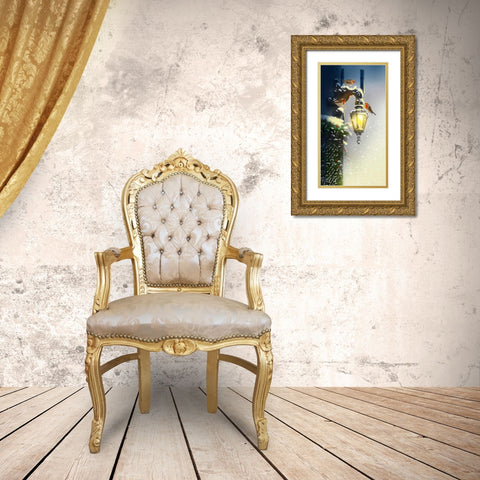 Holiday Birds Gold Ornate Wood Framed Art Print with Double Matting by P.S. Art Studios