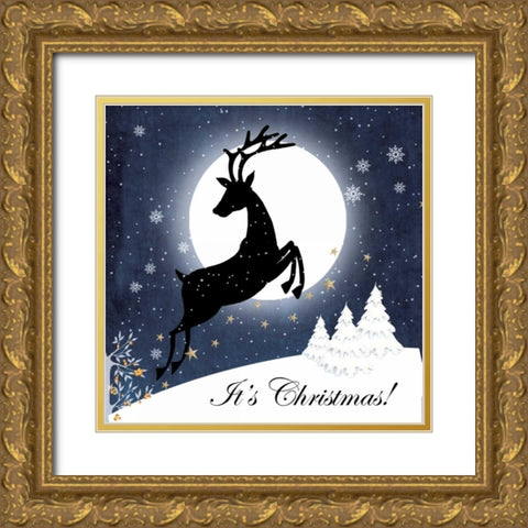 Its Christmas Gold Ornate Wood Framed Art Print with Double Matting by P.S. Art Studios
