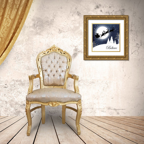 Believe Gold Ornate Wood Framed Art Print with Double Matting by P.S. Art Studios
