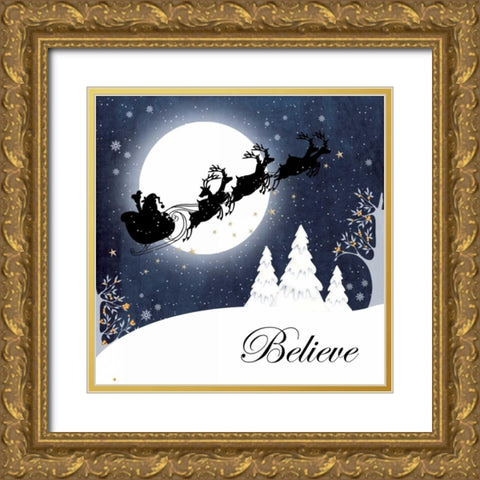 Believe Gold Ornate Wood Framed Art Print with Double Matting by P.S. Art Studios