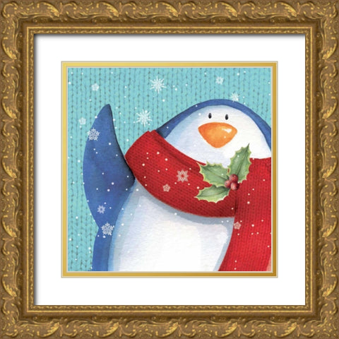 Penguin Gold Ornate Wood Framed Art Print with Double Matting by P.S. Art Studios