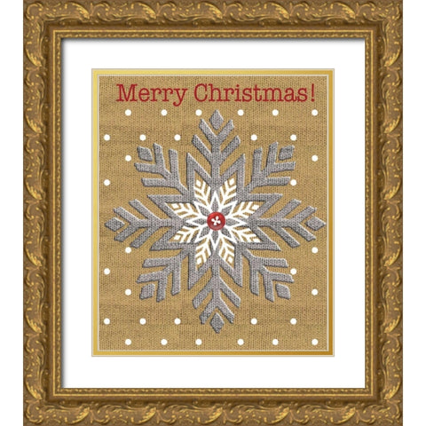 Merry Christmas Gold Ornate Wood Framed Art Print with Double Matting by P.S. Art Studios